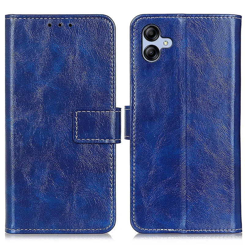 Funda de teléfono de cuero para Samsung Galaxy A05 4G Caso Textura de caballo Crazy Horse Cover de teléfono - Azul