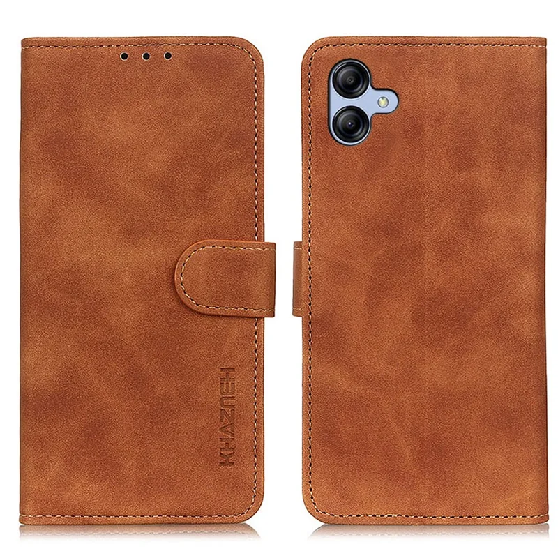 KHAZNEH For Samsung Galaxy A05 4G Case PU Leather Retro Texture Stand Phone Cover - Brown