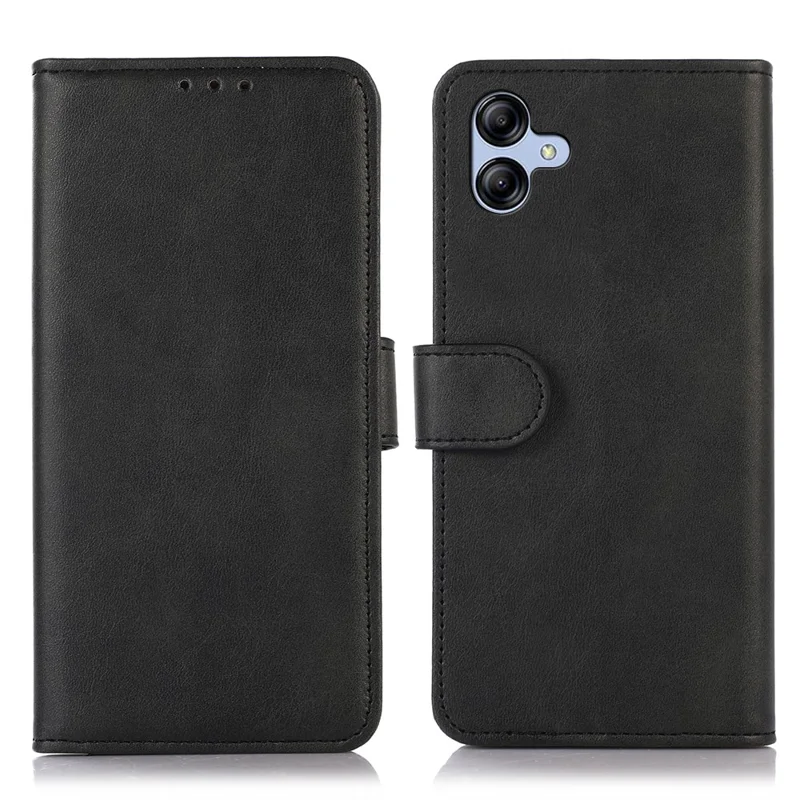 Für Samsung Galaxy A05 4G Hülle Kuhledertextur Anti-Kratzer Leder Smartphone-Ständer Brieftasche - Schwarz