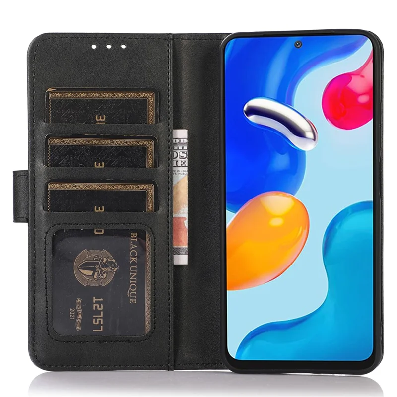 Für Samsung Galaxy A05 4G Hülle Kuhledertextur Anti-Kratzer Leder Smartphone-Ständer Brieftasche - Schwarz