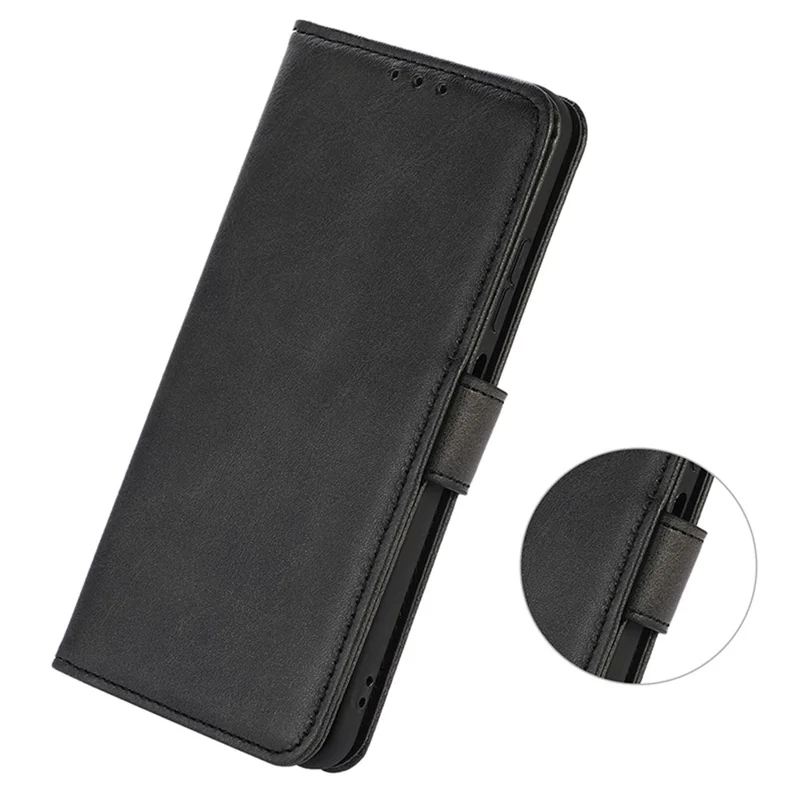 Für Samsung Galaxy A05 4G Hülle Kuhledertextur Anti-Kratzer Leder Smartphone-Ständer Brieftasche - Schwarz