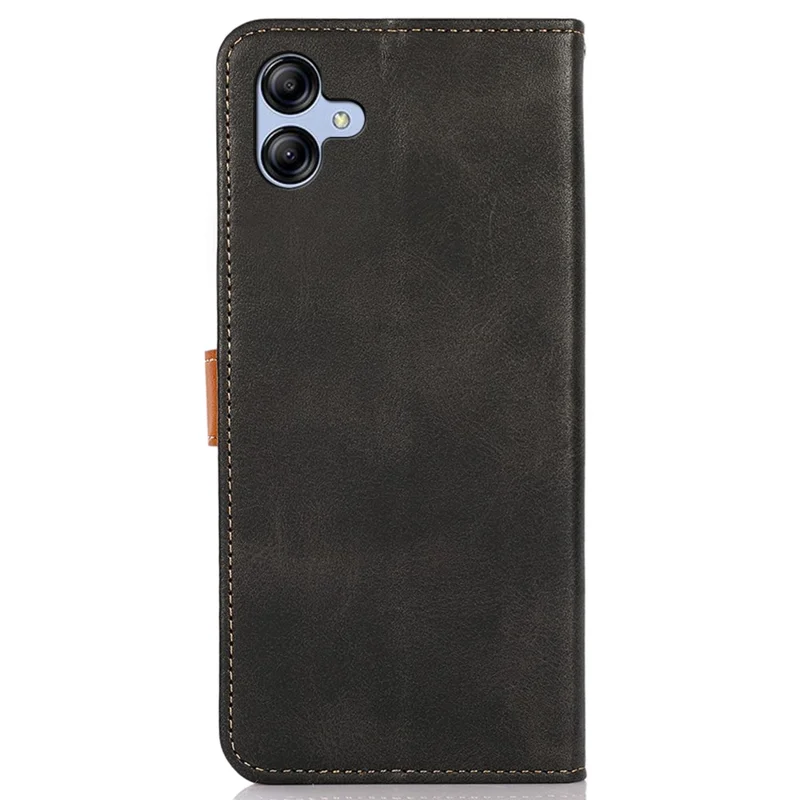 KHAZNEH Für Samsung Galaxy A05 4G Hülle Rindsleder Textur PU Leder Stand Wallet Handyhülle - Schwarz
