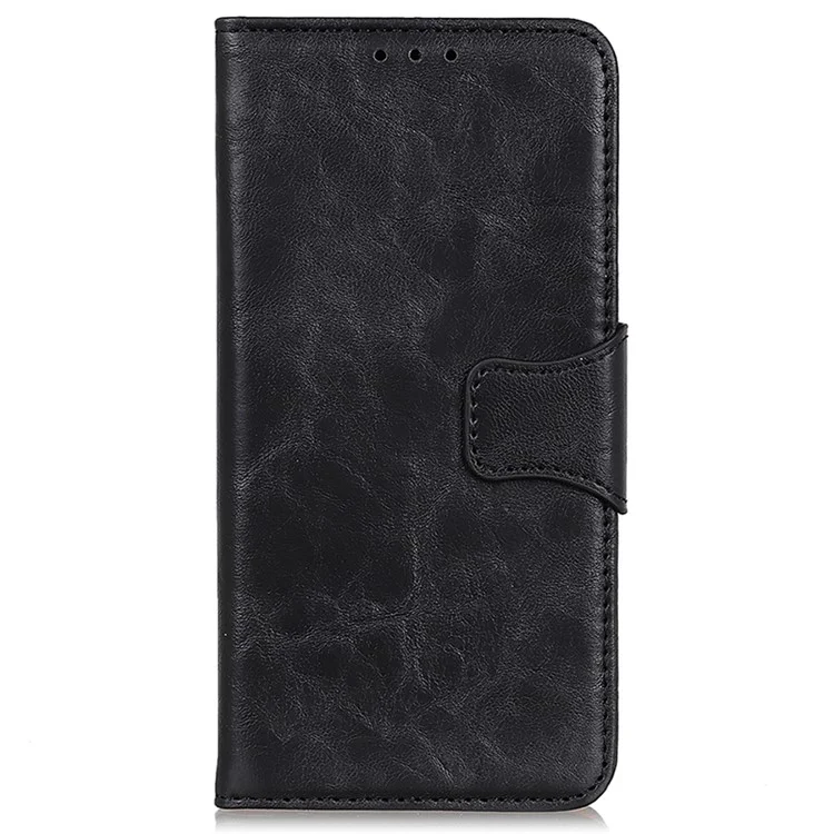 Für Samsung Galaxy A05 4G Case Spaltleder Crazy Horse Texture Wallet Phone Cover - Schwarz