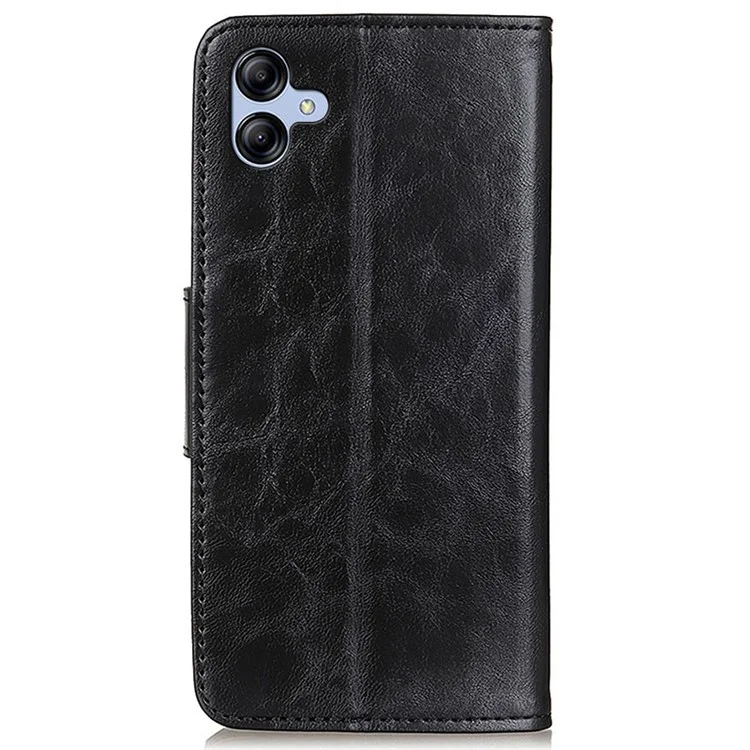 Für Samsung Galaxy A05 4G Case Spaltleder Crazy Horse Texture Wallet Phone Cover - Schwarz