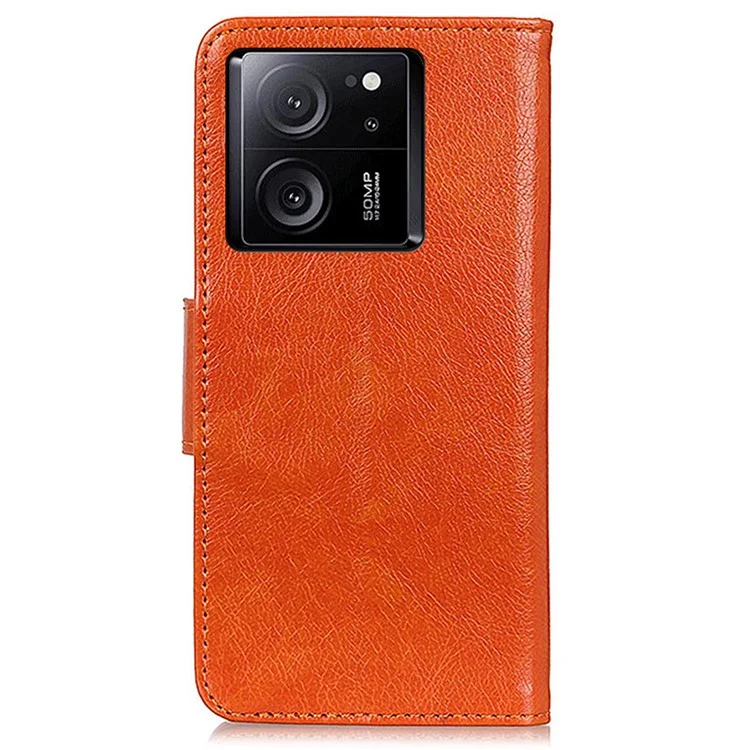 Para Xiaomi Redmi K60 Ultra / 13T / 13T Pro Capa Textura Nappa Couro Split + TPU Capa de Telefone - Laranja