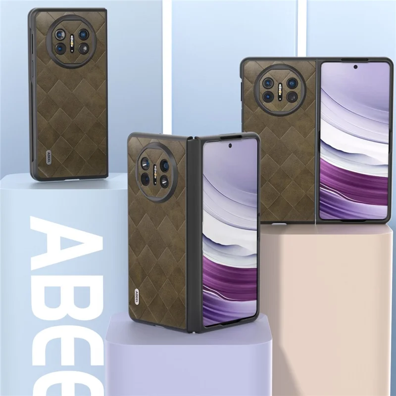 ABEEL For Huawei Mate X5 Case Grid Texture Leather Coated PC Phone Cover  - Green