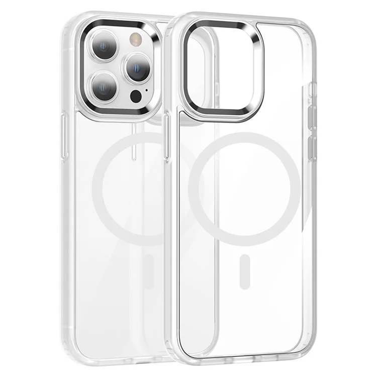 FULEXIN Pour iPhone 15 Pro Max Étui Magnétique Compatible avec MagSafe Coque Téléphone TPU+PC - Translucide
