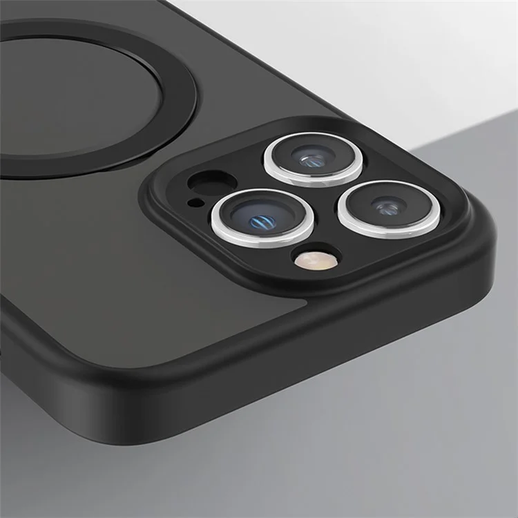 Funda para iPhone 15 Pro de TPU+Acrílico con soporte plegable y protección contra caídas - Negro transparente