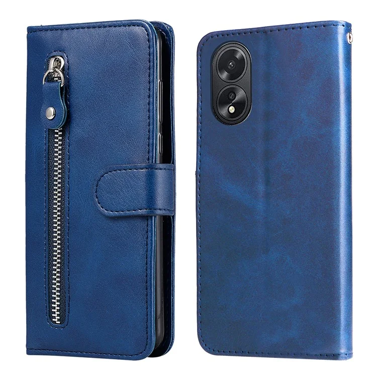 Per Oppo A38 4G Custodia Portafoglio Stand Custodia per Smartphone Grana Vitello - Blu