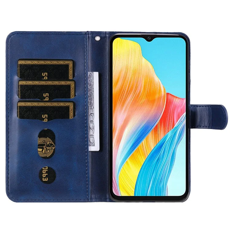 Per Oppo A38 4G Custodia Portafoglio Stand Custodia per Smartphone Grana Vitello - Blu