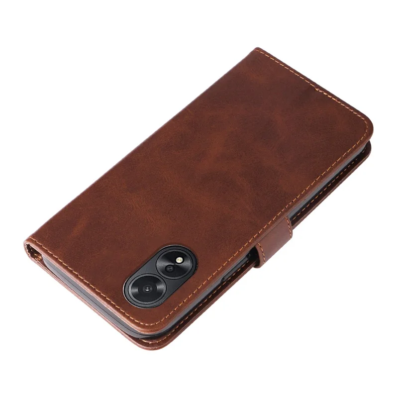 For Oppo A38 4G Case Wallet Stand Smartphone Cover Calf Texture Shell - Brown