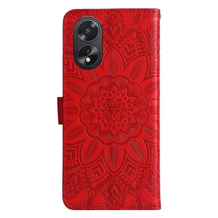 Para Oppo A38 4G Estuche Cartera Slim-Fit Funda de Piel PU Magnética para Teléfono - Rojo