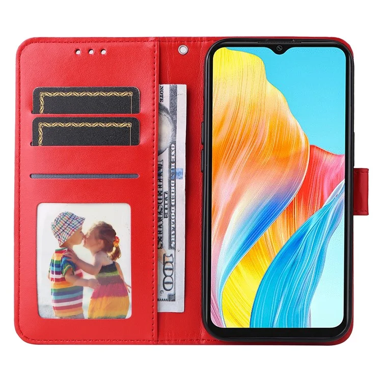 Para Oppo A38 4G Estuche Cartera Slim-Fit Funda de Piel PU Magnética para Teléfono - Rojo