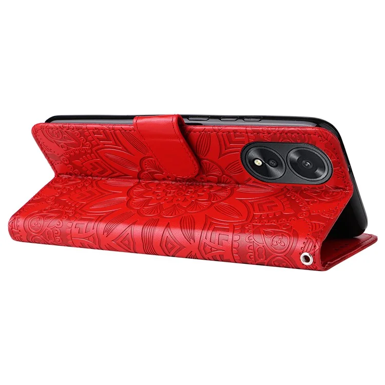 Para Oppo A38 4G Estuche Cartera Slim-Fit Funda de Piel PU Magnética para Teléfono - Rojo