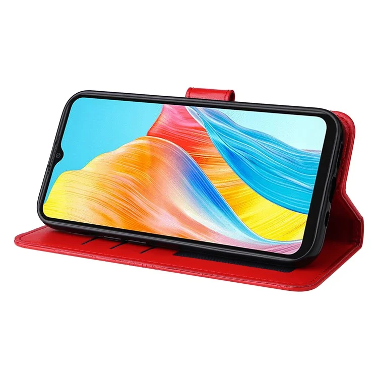 Para Oppo A38 4G Estuche Cartera Slim-Fit Funda de Piel PU Magnética para Teléfono - Rojo