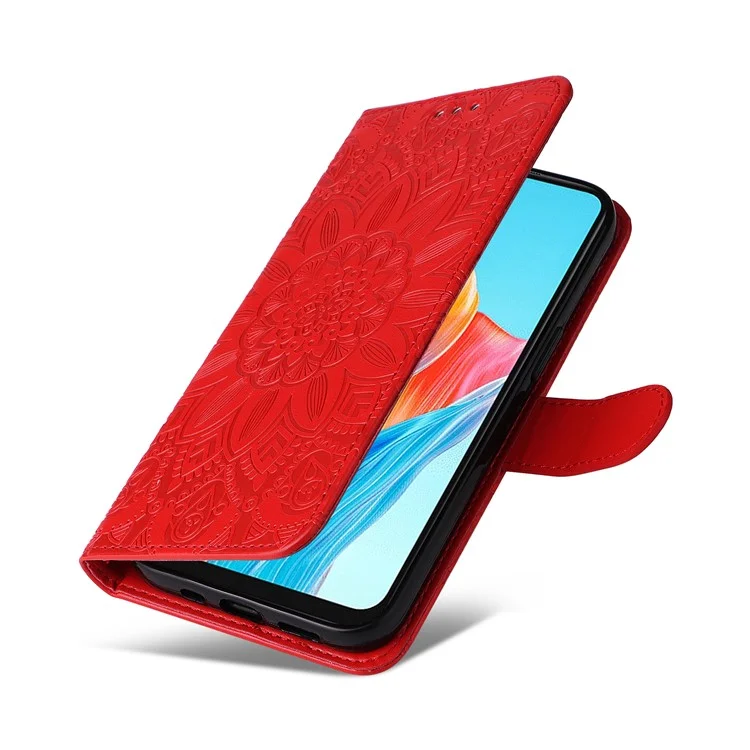 Para Oppo A38 4G Estuche Cartera Slim-Fit Funda de Piel PU Magnética para Teléfono - Rojo