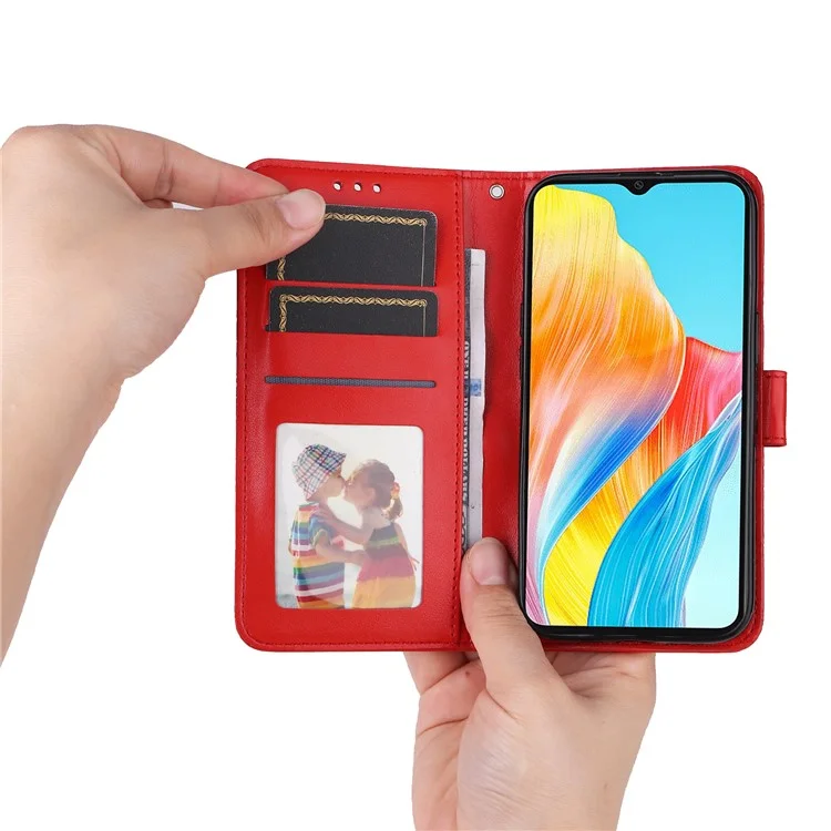 Para Oppo A38 4G Estuche Cartera Slim-Fit Funda de Piel PU Magnética para Teléfono - Rojo