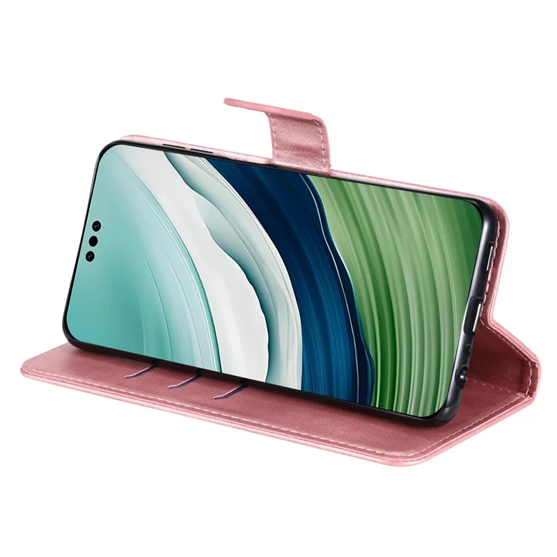 For Huawei Mate 60 Pro Case Shockproof Calf Texture Zipper Wallet Stand Smartphone Cover - Pink