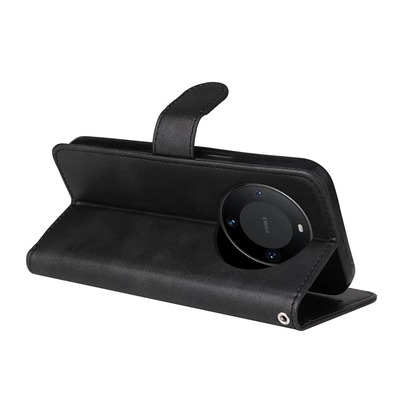 Para o Caso Huawei Mate 60 Pro Textura de Bezerro Carteira Stand Proteção de Couro PU Capa de Telefone Celular - Preto