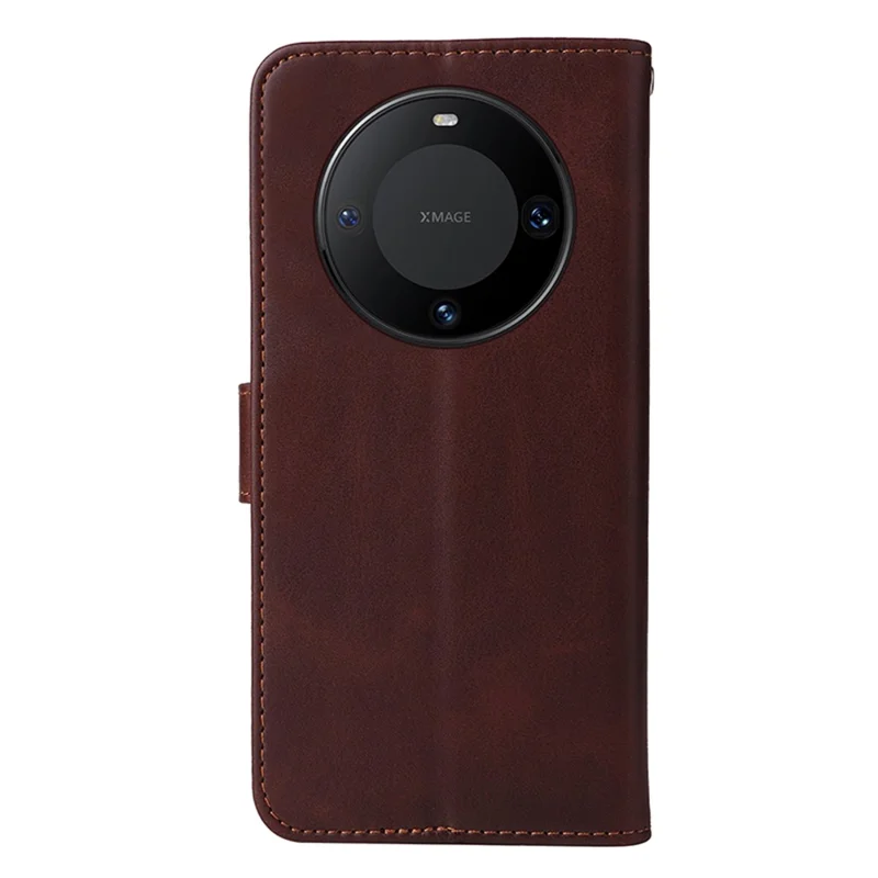 For Huawei Mate 60 Pro Case Calf Texture Wallet Stand PU Leather Protection Cell Phone Cover - Brown