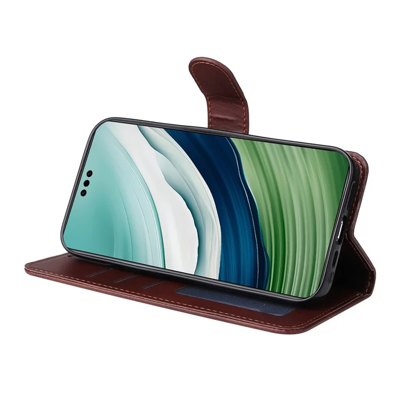For Huawei Mate 60 Pro Case Calf Texture Wallet Stand PU Leather Protection Cell Phone Cover - Brown