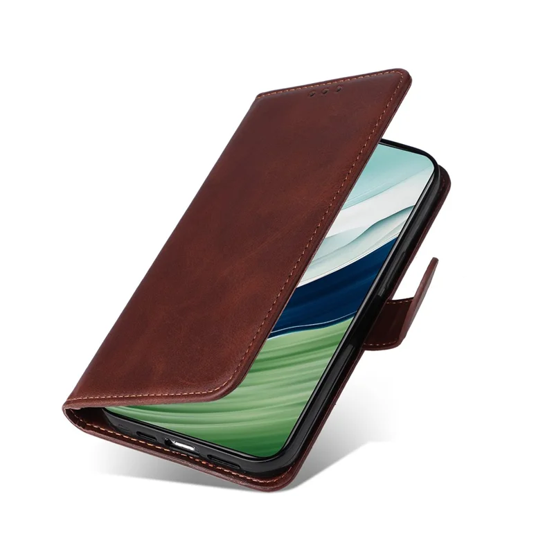 For Huawei Mate 60 Pro Case Calf Texture Wallet Stand PU Leather Protection Cell Phone Cover - Brown