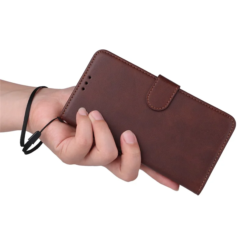 For Huawei Mate 60 Pro Case Calf Texture Wallet Stand PU Leather Protection Cell Phone Cover - Brown