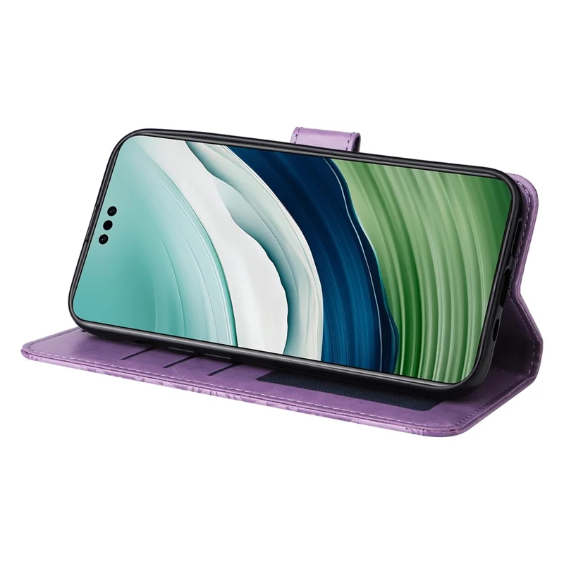 Para Huawei Mate 60 Pro Case Wallet Stand Shell PU Leather Sunflower Imprinted Phone Cover - Roxo