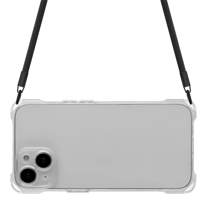 For iPhone 14 Case Drop Protection TPU Mobile Phone Cover with Hanging Rope - Transparent