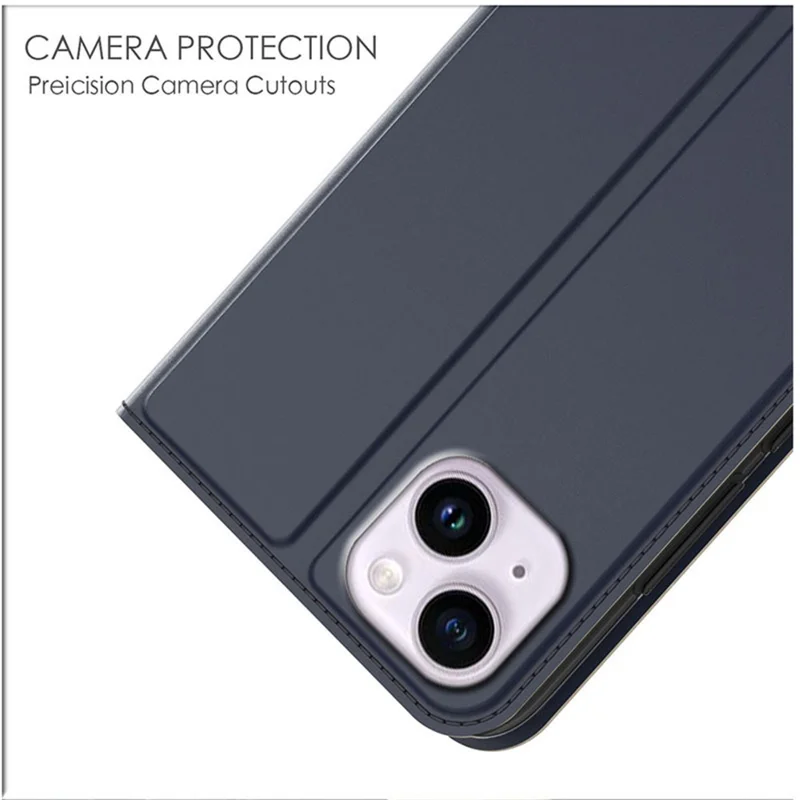 For iPhone 15 Case Magnetic Card Holder PU Leather Cell Phone Cover - Blue