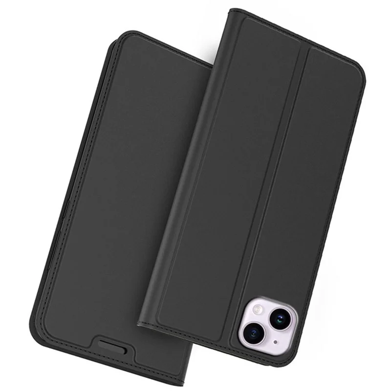 Para iPhone 15 Funda Portador de Tarjeta Magnética Cubierta de Teléfono Celular de Cuero PU - Negro