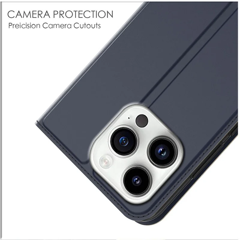 Per iPhone 15 Pro Max Case Stand Design Custodia in pelle PU con porta carte - Blu