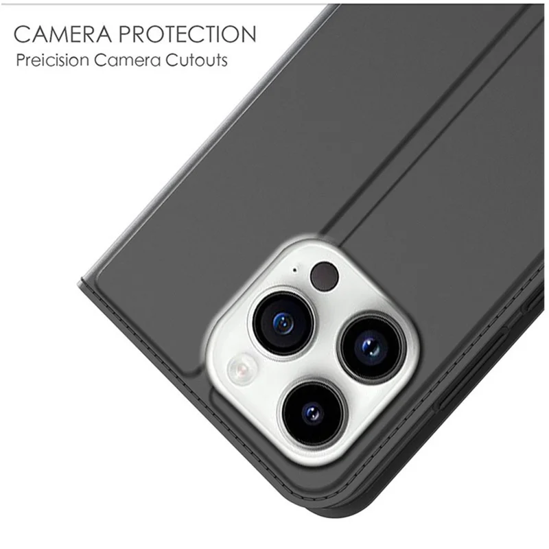 Pour iPhone 15 Pro Max Étui Support Design Porte-cartes en Cuir PU Housse de Téléphone - Noir