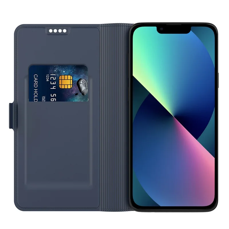 For iPhone 15 Pro Max Leather Cover Side Magnetic Clasp Card Slot Phone Case - Blue