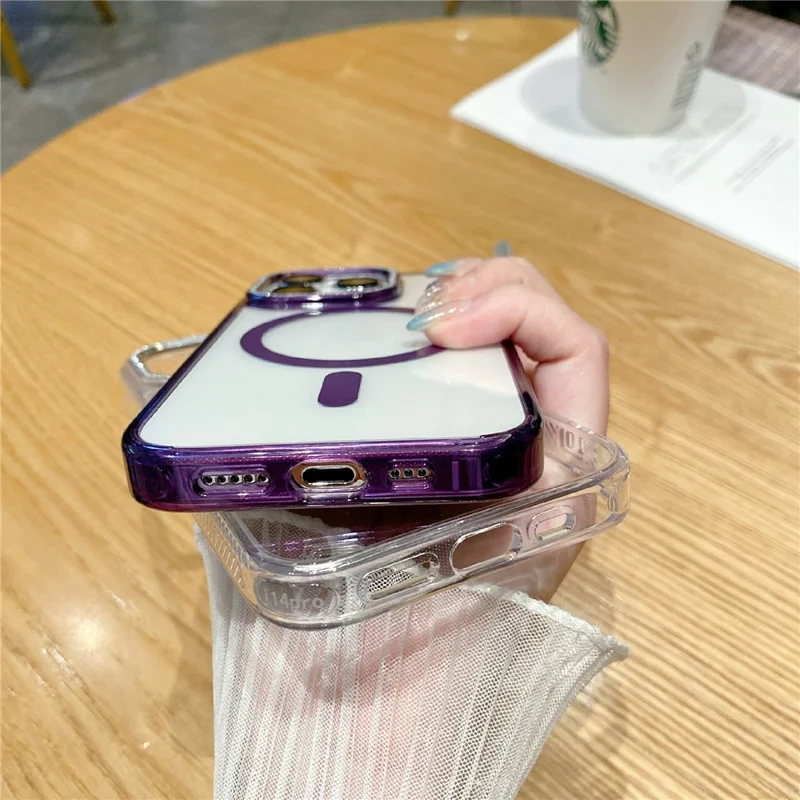 For iPhone 15 Pro Max Case TPU+PC+Aluminum Alloy+Magnet Ring Phone Cover Compatible with MagSafe - Pink