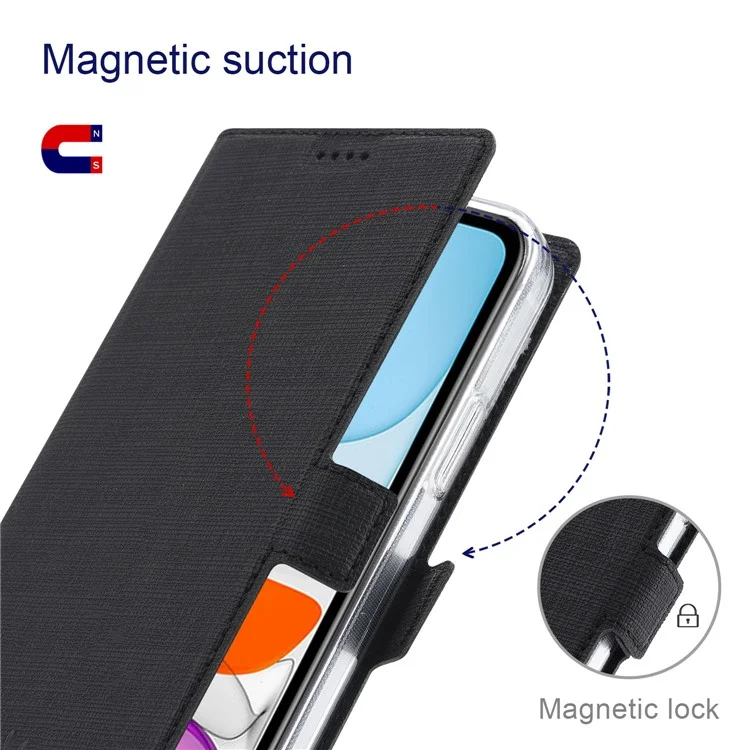 VILI K Series para iPhone 15 Pro Case PU Leather Wallet Stand Phone Cover - Preto