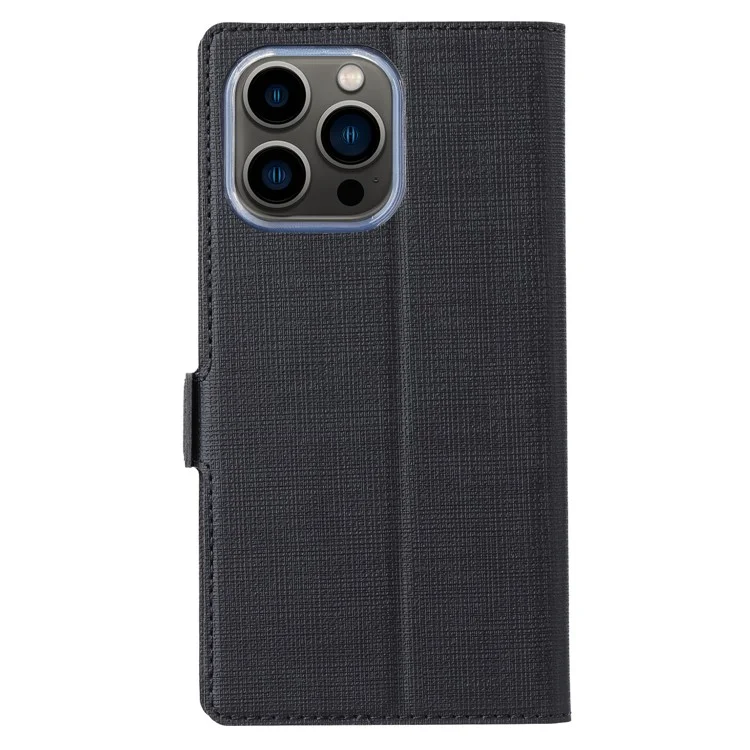VILI K Series para iPhone 15 Pro Case PU Leather Wallet Stand Phone Cover - Preto