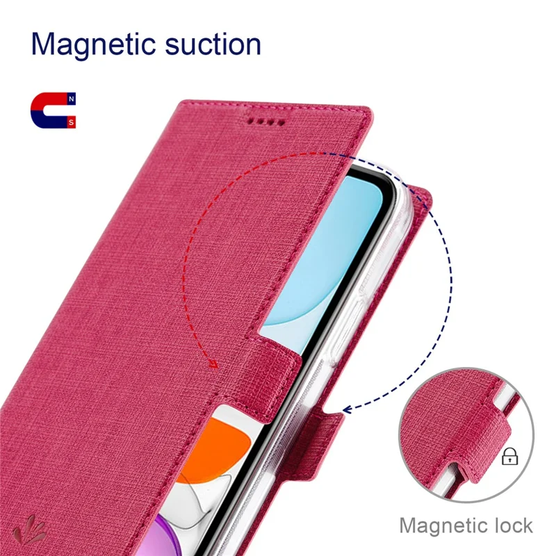 VILI K Series for iPhone 15 Plus Case Folio Flip PU Leather Phone Cover - Rose