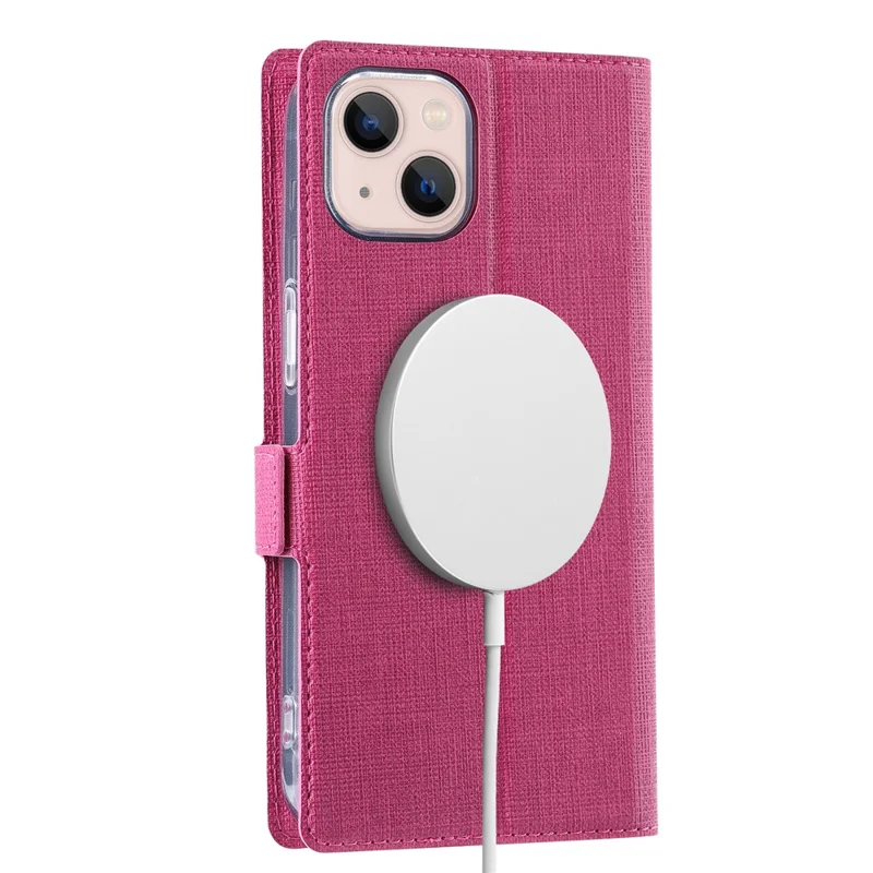 VILI K Series for iPhone 15 Plus Case Folio Flip PU Leather Phone Cover - Rose