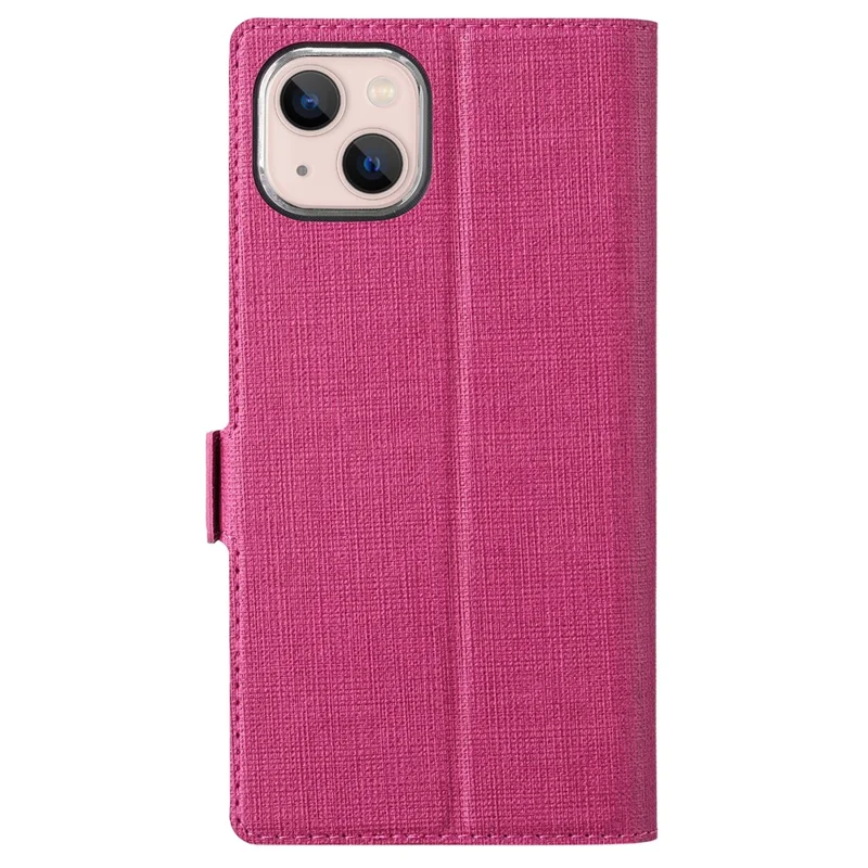 VILI K Series for iPhone 15 Plus Case Folio Flip PU Leather Phone Cover - Rose