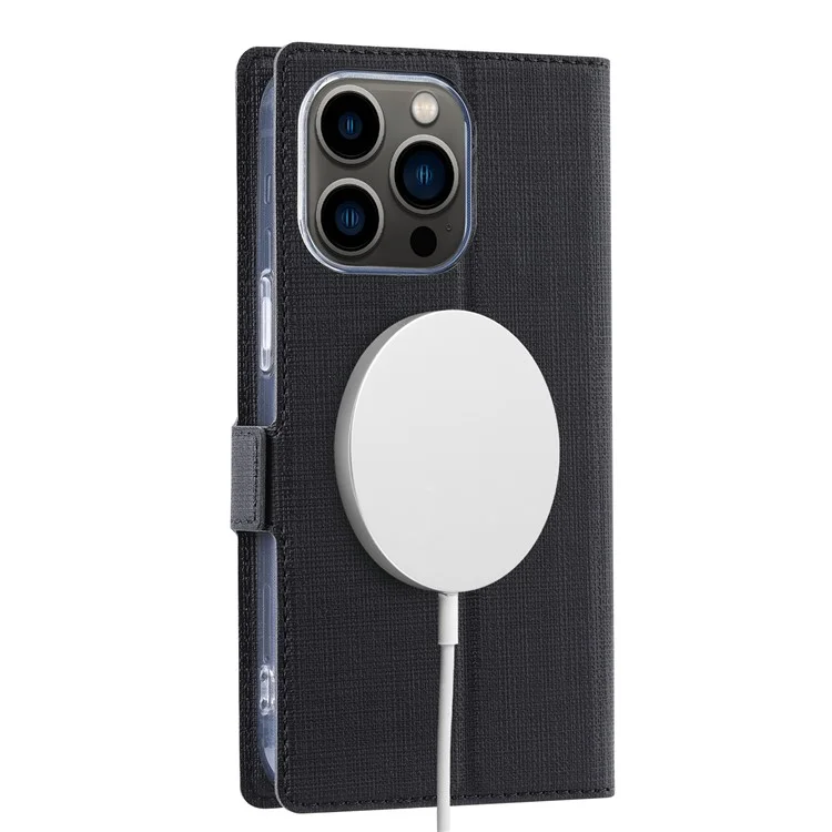 VILI K Series for iPhone 15 Pro Max Case PU Leather Horizontal Stand Phone Cover - Black
