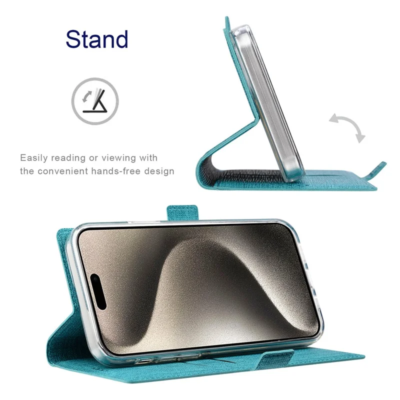 VILI K Series for iPhone 15 Pro Max Case PU Leather Horizontal Stand Phone Cover - Blue