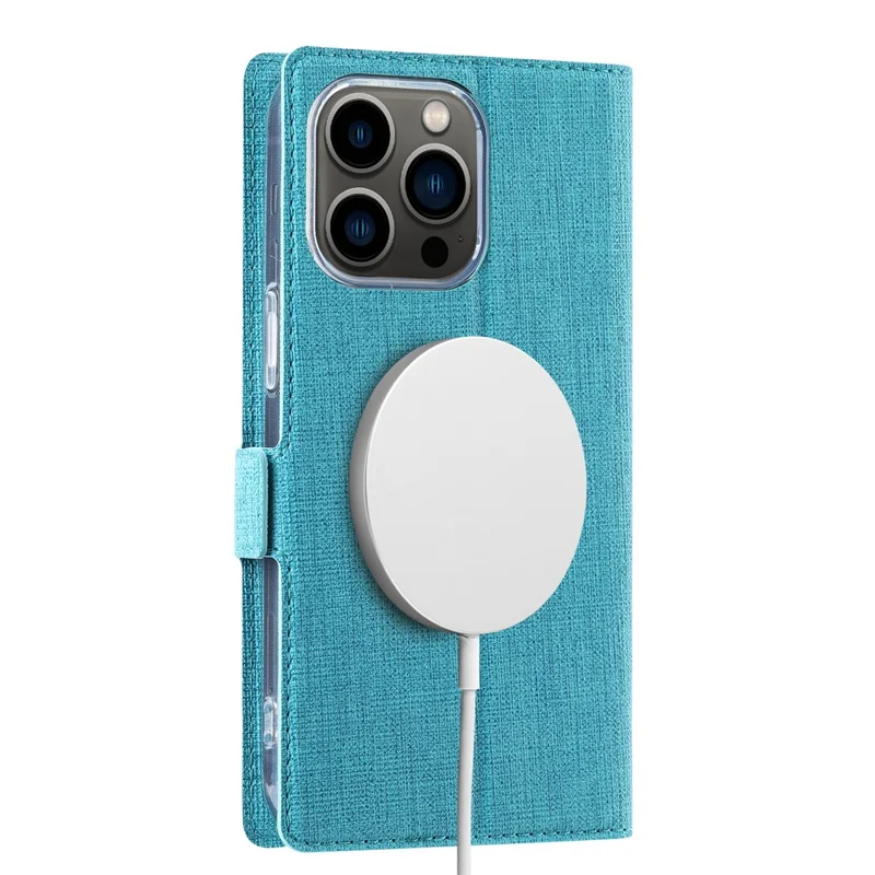 VILI K Series for iPhone 15 Pro Max Case PU Leather Horizontal Stand Phone Cover - Blue