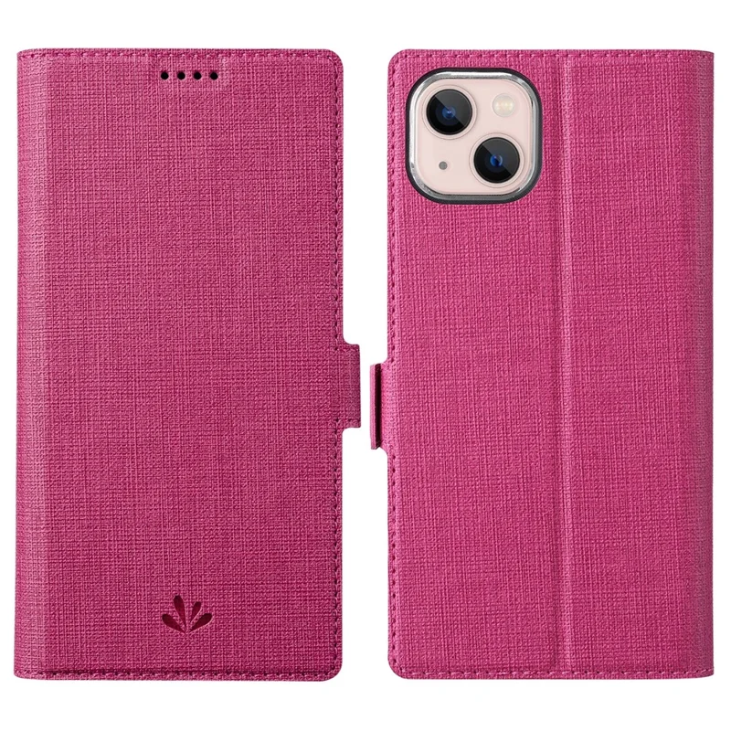 VILI K Series for iPhone 15 Case PU Leather Shockproof Wallet Phone Cover - Rose