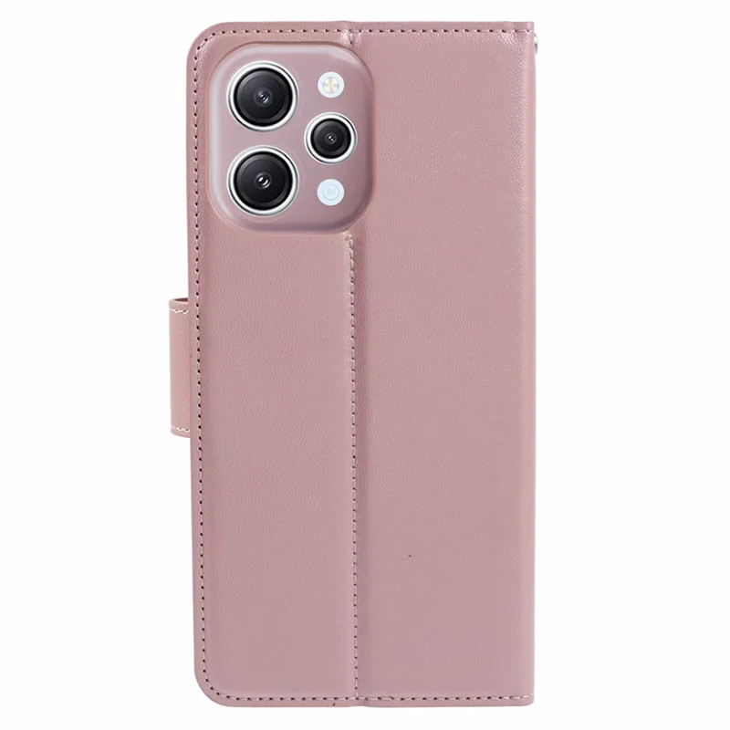 HANMAN Mill Series for Xiaomi Redmi 12 4G / 5G (Global) / Redmi Note 12R 5G / Poco M6 Pro 5G Case Wallet Phone Cover - Rose Gold