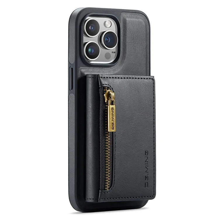 DG.MING M5 Series For iPhone 14 Pro Case PU+PC+TPU Desmontable 2-en-1 Funda Billetera para Teléfono - Negro