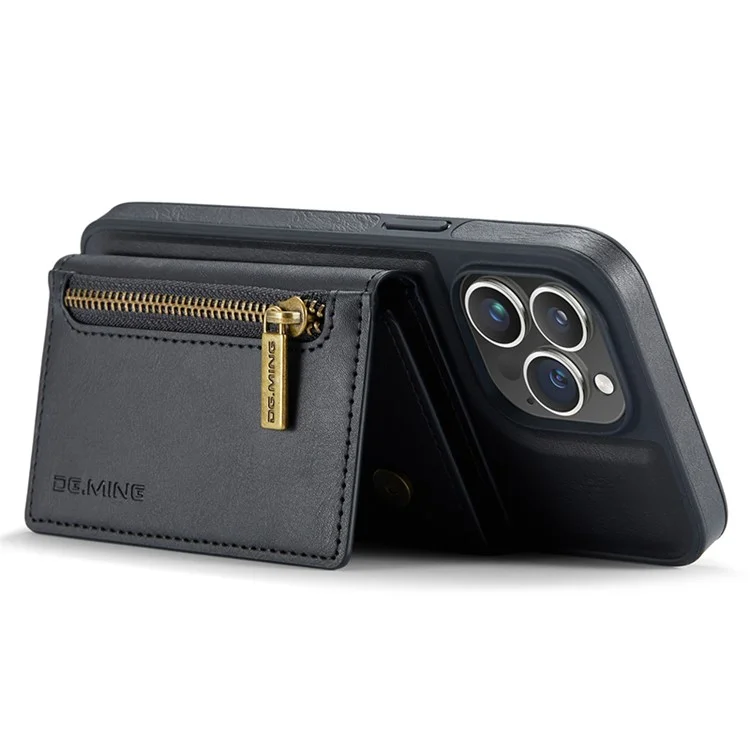 DG.MING M5 Series For iPhone 14 Pro Case PU+PC+TPU Desmontable 2-en-1 Funda Billetera para Teléfono - Negro