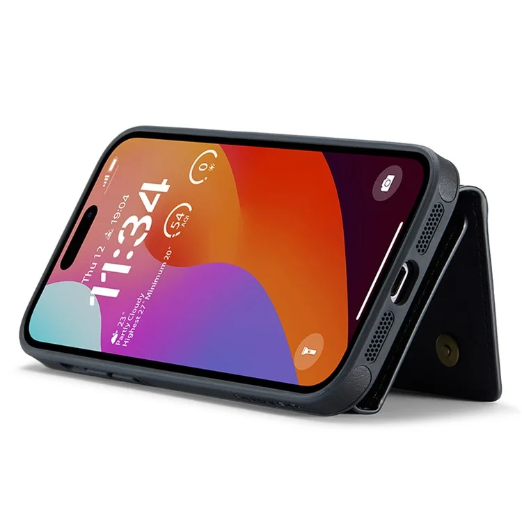 DG.MING M5 Series For iPhone 14 Pro Case PU+PC+TPU Desmontable 2-en-1 Funda Billetera para Teléfono - Negro