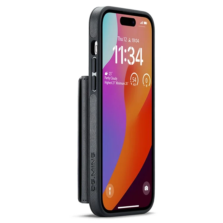 DG.MING M5 Series For iPhone 14 Pro Case PU+PC+TPU Desmontable 2-en-1 Funda Billetera para Teléfono - Negro