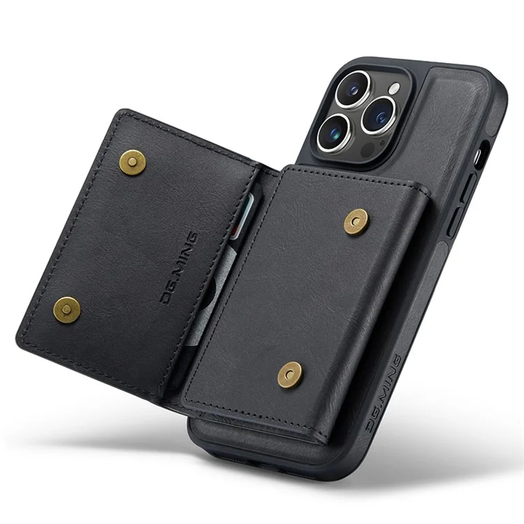 DG.MING M5 Series For iPhone 14 Pro Case PU+PC+TPU Desmontable 2-en-1 Funda Billetera para Teléfono - Negro